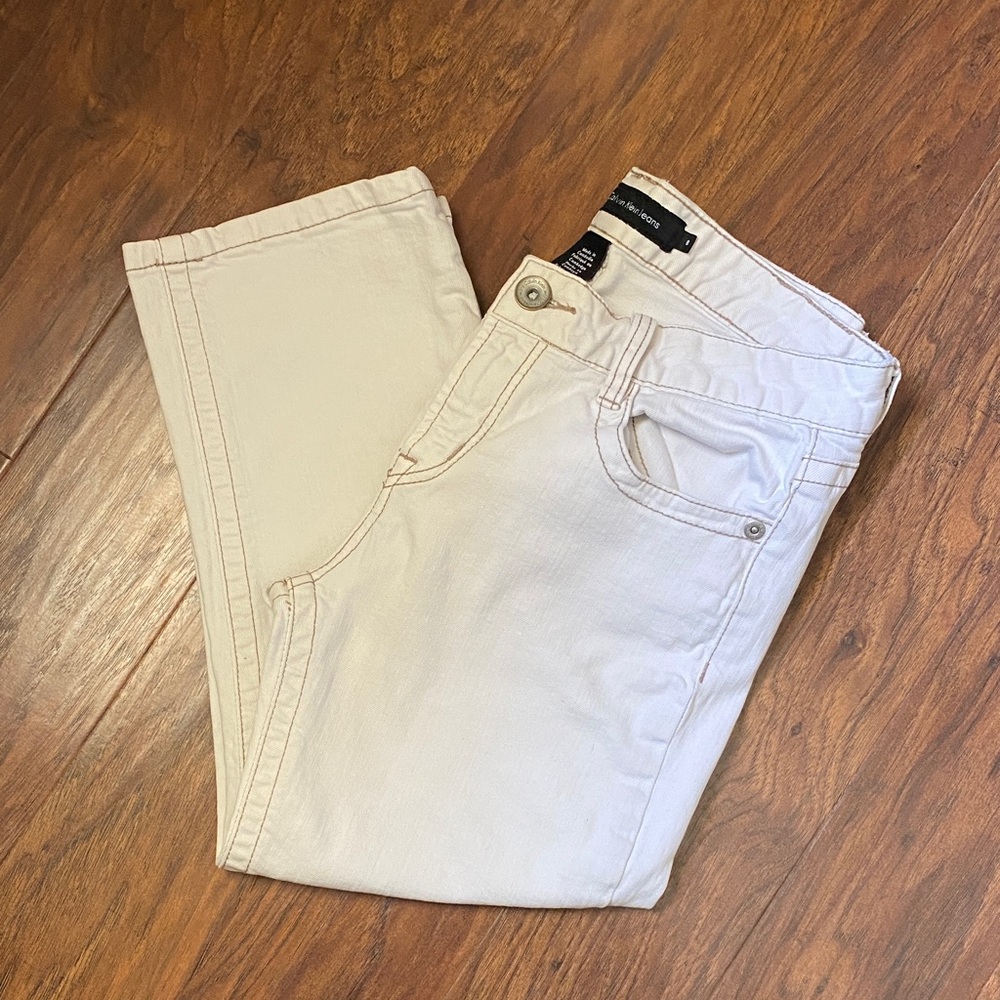Calvin Klein Women's Jeans Size 8 Off-White/Beige Denim Casual Chic